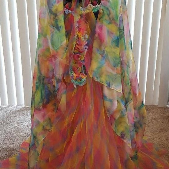 IRISA Multi Color Chiffon Tulle Wedding Gown - Picture 4 of 8